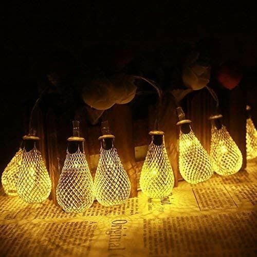 Golden String Lights Metal water drop light for home Decoration Lights (14 lights) - HalfPe