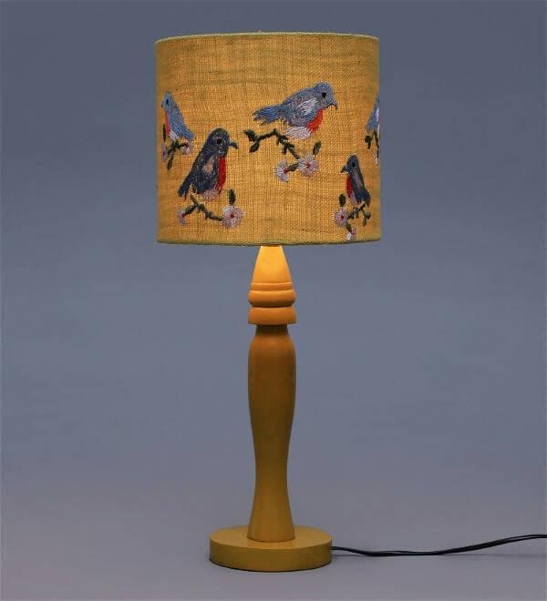 Blue Birds On Jute Lamp - HalfPe