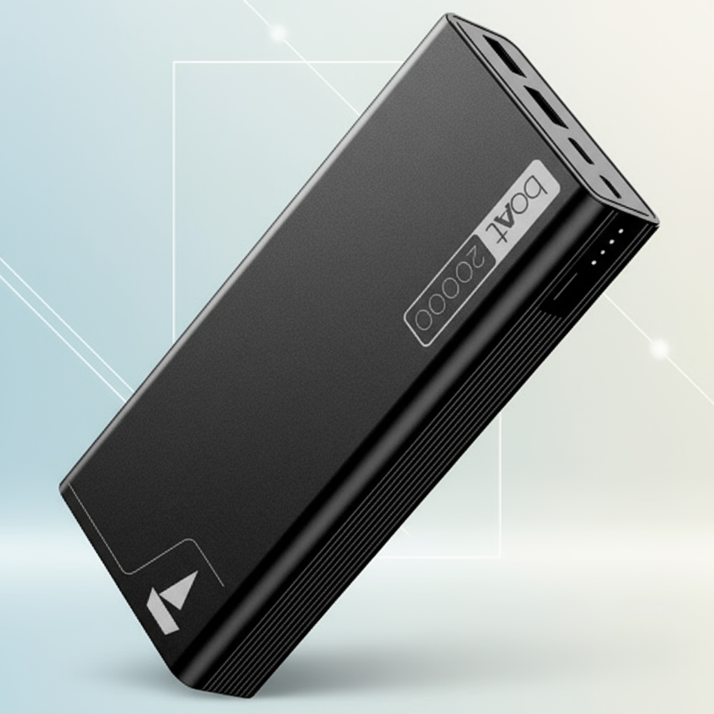 boAt Energyshroom PB400 Powerbank with 20000mAh Battery, 22.5w Fast Charging, 12-Layer Smart IC Protection & Aluminum Alloy Casing(Carbon Black) - halfpeapp