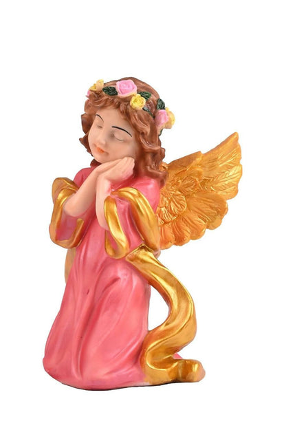 KariGhar Resin Pink Praying Angel Statue Catholic Idol for Home (Pink, 8.2 Inches) - HalfPe