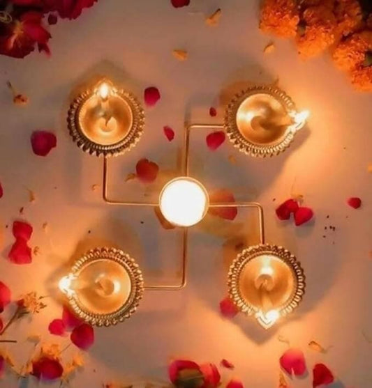 Webelkart Decorative Rangoli Stand Handcrafted Swastik Diya Oil Puja Lamp Decorative Home - HalfPe