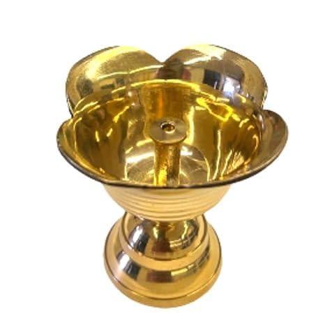 Brass devdas diya oil puja lamp engraved design - halfpeapp