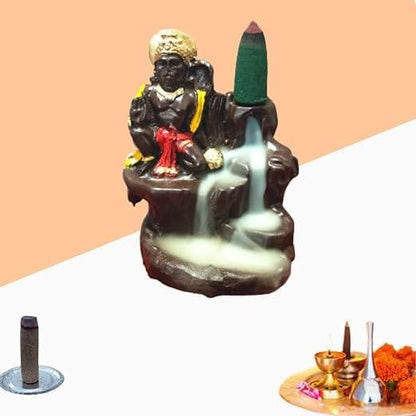 BRASSY Backflow Incense Burner Hanuman ji Water Fountain (10 cones 11 cm) - halfpeapp