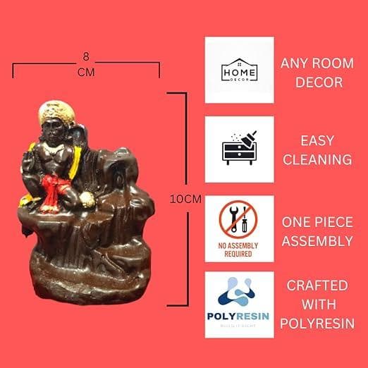 BRASSY Backflow Incense Burner Hanuman ji Water Fountain (10 cones 11 cm) - halfpeapp