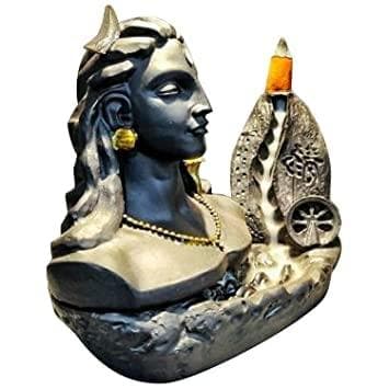 Brassy backflow incense burner shiva mahayogi shivling water fountain (10 cones 20 cm) - halfpeapp