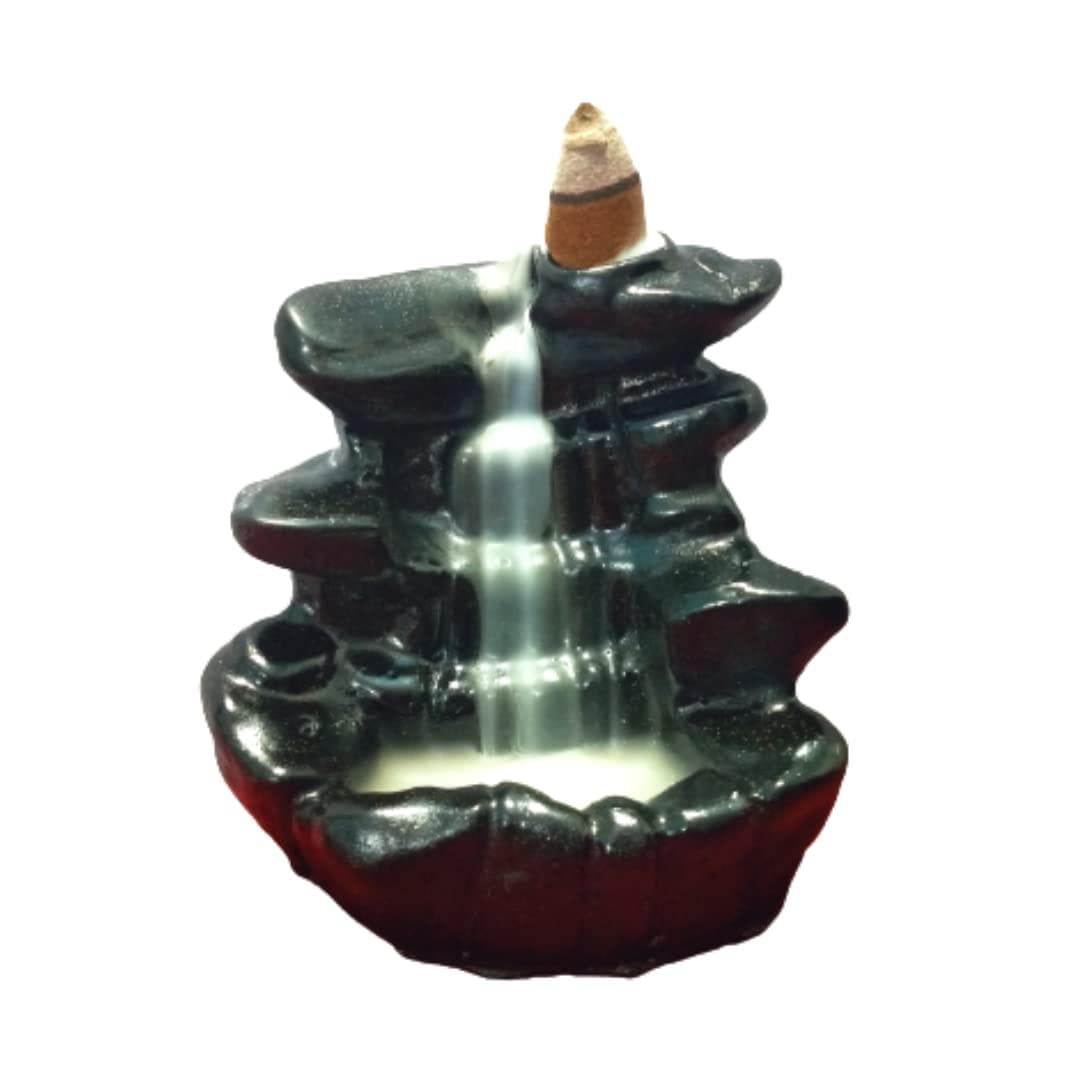 BRASSY Backflow Incense Burner Waterfall Fountain Incense Holder (10 cones 11 cm) - halfpeapp