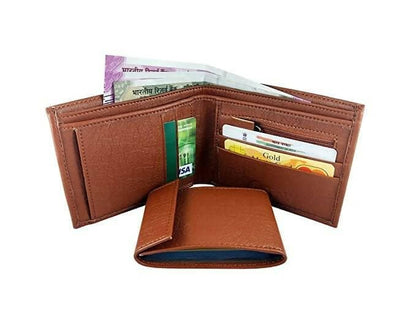 Men's Artificial Leather Belt And Wallet Combo (Brown) - HalfPe