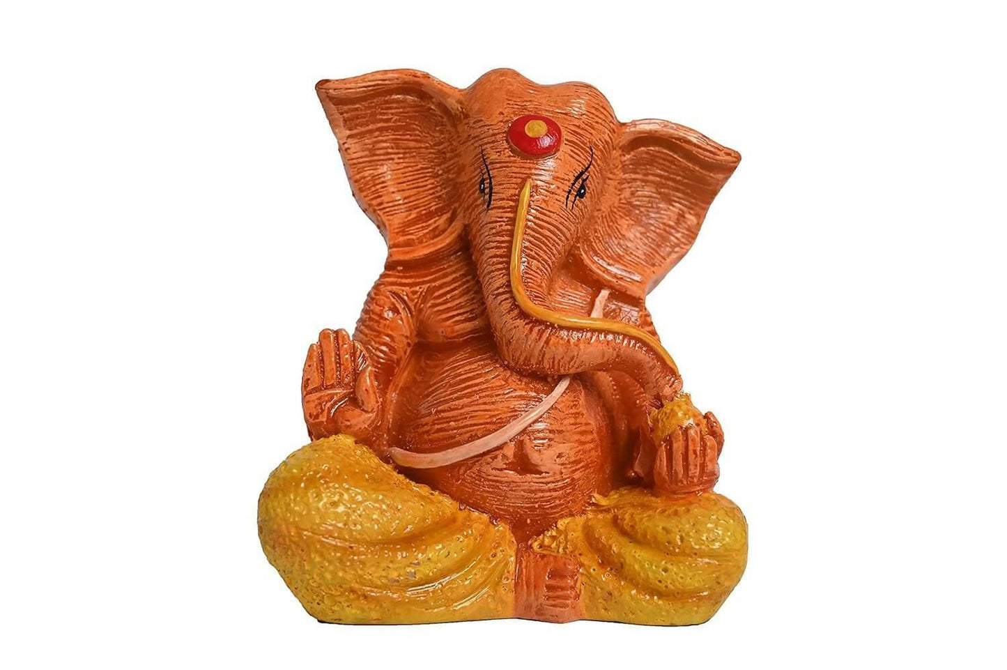 KariGhar Ganesh Ji Murti Statue for Puja Room Decorative Showpiece Idol for Home (5 inch), (Orange) - HalfPe