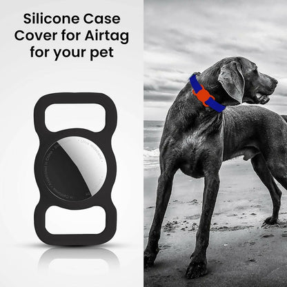 Squif Pack of 2 Airtag Cases for Pets, Dogs Airtag Case Cover with Pet Collar Protective Silicone Case with Collar Compatible with Airtag (Black,Blue) - HalfPe