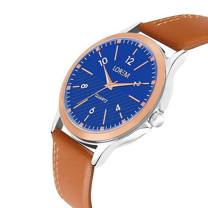 LOREM Blue Stylish Dial Analog Watch For Men LR95 - HalfPe