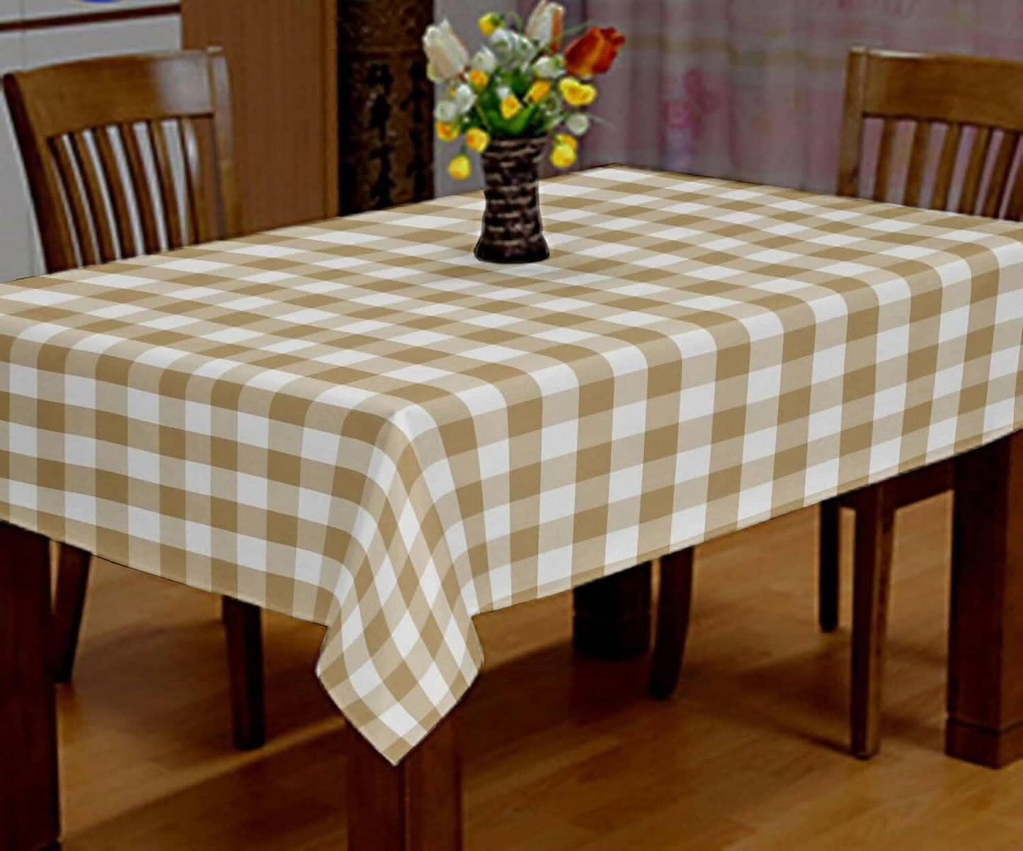 Lushomes Buffalo Checks Plaid Dining Table Cover Cloth (Size 60 x 84 inches, 6 Seater) (Multicolour) - HalfPe