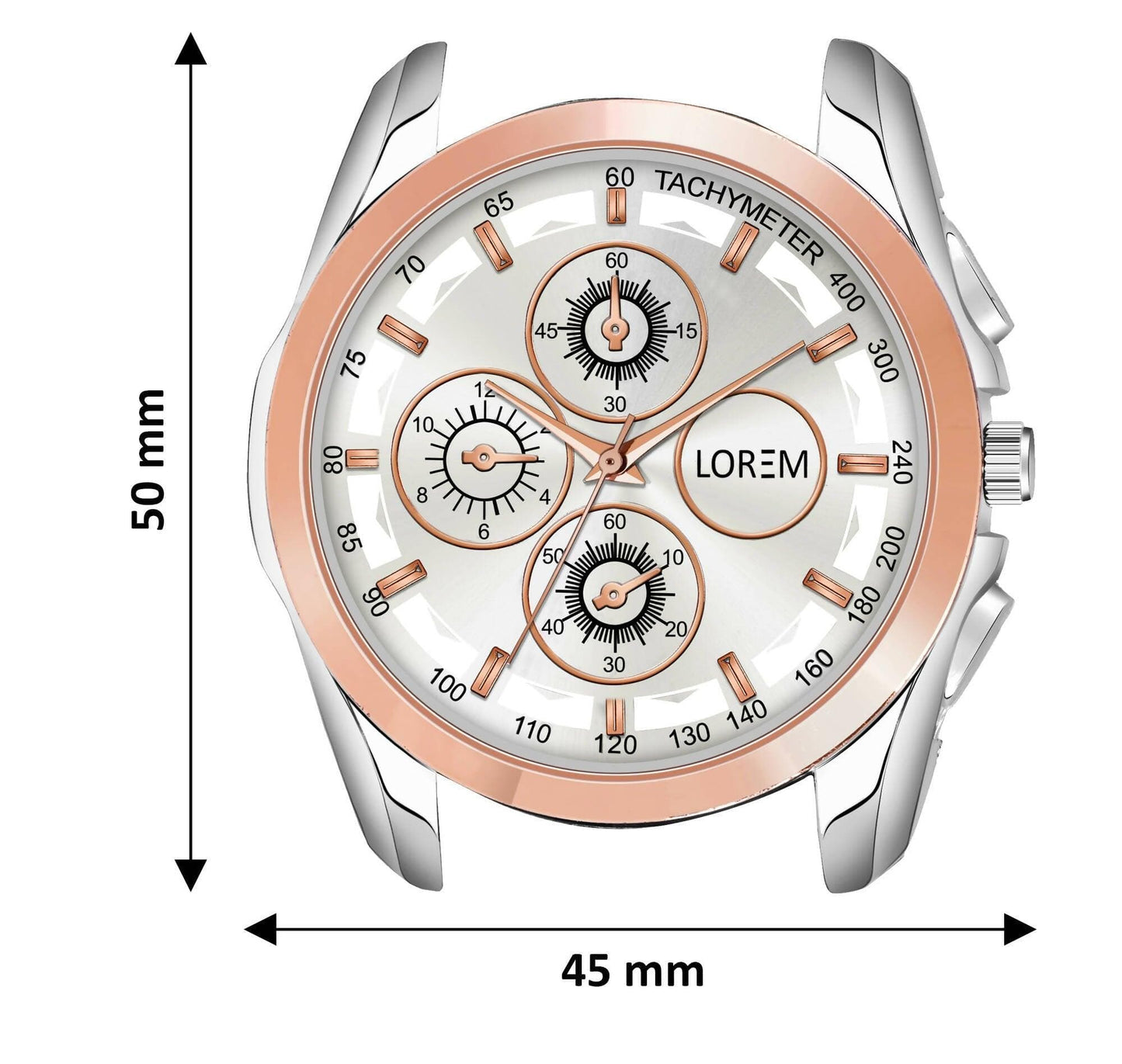 LOREM Silver & RoseGold Dummy Chronograph Metal Analog Watch For Men LR115 - HalfPe