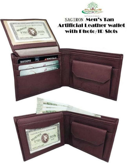 Men Brown Artificial Leather Wallet (9 Card Slots) - HalfPe