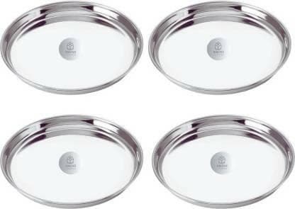 SHINI LIFESTYLE High Gloss Mirror Finish Bhojan Thali Set, Dinner Plates, Lunch Plate Dinner Plate (Pack of 4) - HalfPe