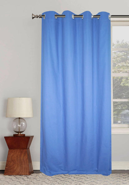 Lushomes curtains 7.5 feet long, Cotton Curtains, Door Curtains, Curtain with 8 Eyelets, Curtains & Drapes (Size: 54x90 Inches, Set of 1, Blue) - HalfPe