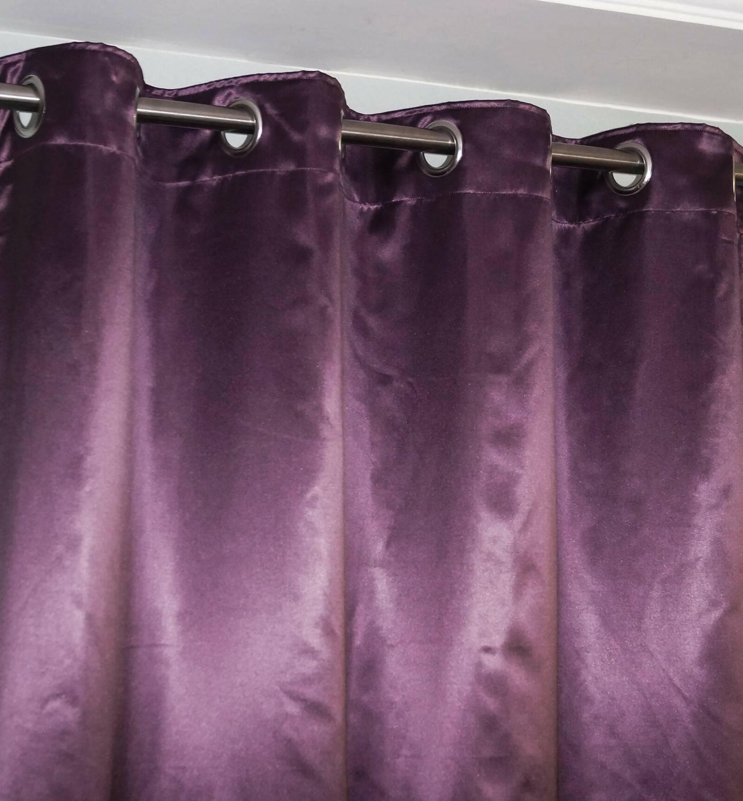 Lushomes Satin Curtains, Purple Satin door curtain, Plain Door Curtain, curtains 9 feet long 8 Metal SS Eyelets, 4.5 FT x 9 FT (54 x 108 inches) - HalfPe