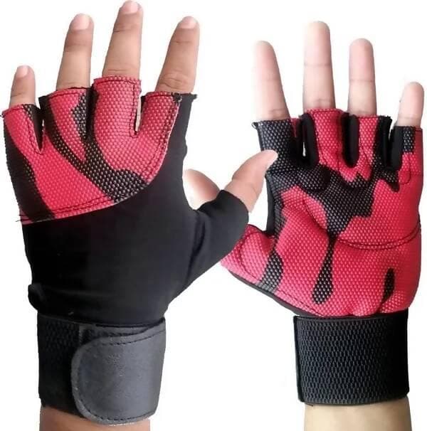 Wrist Support Workout Rubber Padded Grip Gym & Fitness Gloves - HalfPe