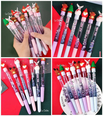 Le Delite christmas return gifts -10 piece xmas creative water glitter gel pens - HalfPe