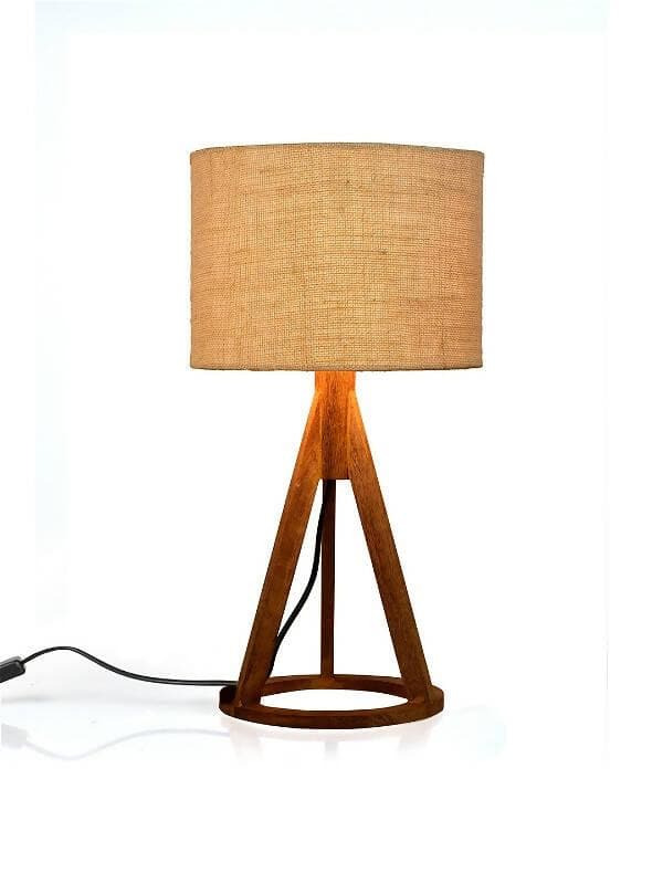 Jute White Trio Wooden Lamp - HalfPe