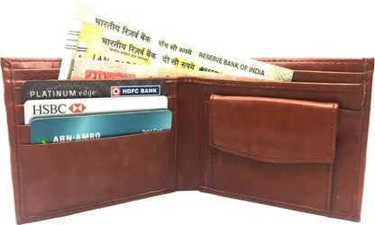 Men Tan Artificial Leather Wallet (5 Card Slots) - HalfPe