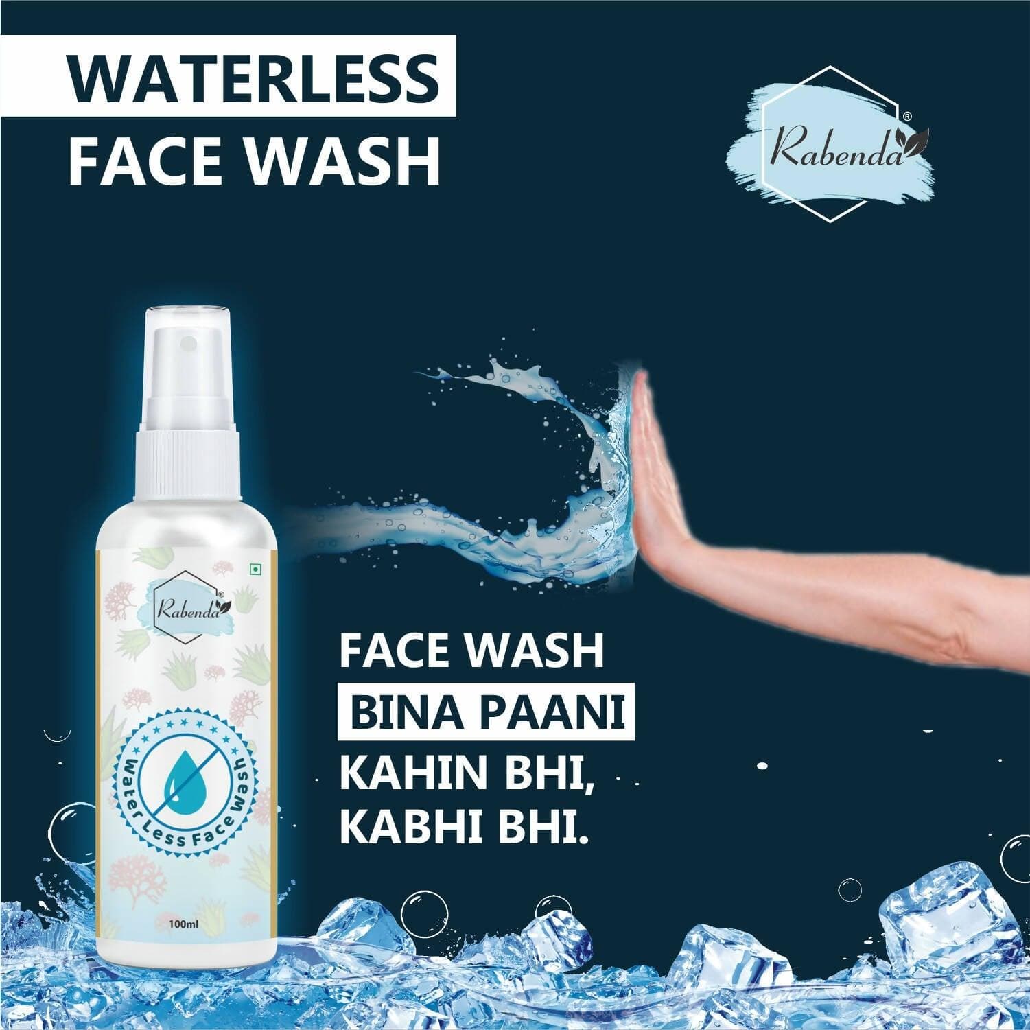 Rabenda Waterless Face Wash for Brighter & Fresher look, For Men & Women -100ml (Pack of 2) - HalfPe