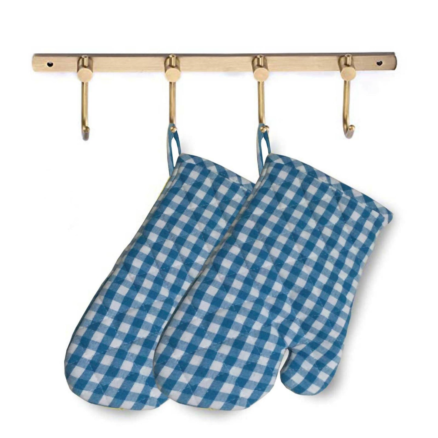 Lushomes oven gloves, Blue Small Checks microwave gloves, oven accessories, kitchen gloves for cooking heat, microwave hand gloves - HalfPe