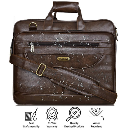 LOREM Chocolate Color Faux Leather 28L Messenger Bag For Men - HalfPe