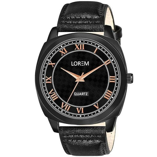 LOREM Black Cubic Designer Printed Dial Analog Watch For Men LR87 - HalfPe