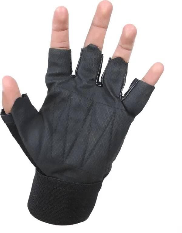 Gloves Military Rubber Hard Knuckle Gloves Fingerless Cycling Gloves (Black)  - HalfPe