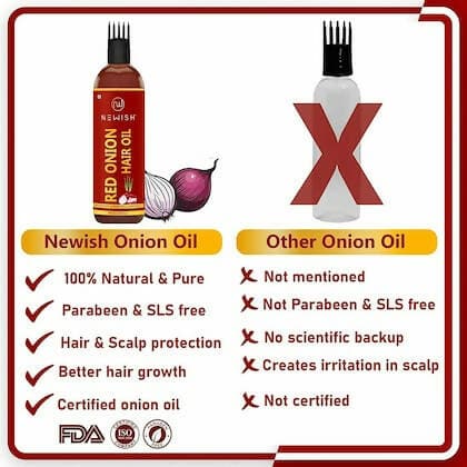 Newish Onion hair oil for hair growth With Comb Applicator - As you all know onion is rich in sulfur and ideal to boost hair growth. Sulfur is found inside amino acids, which are segments of Keratin. Keratin is known to be sulfur-rich is 100ML (PACK OF 2) - HalfPe