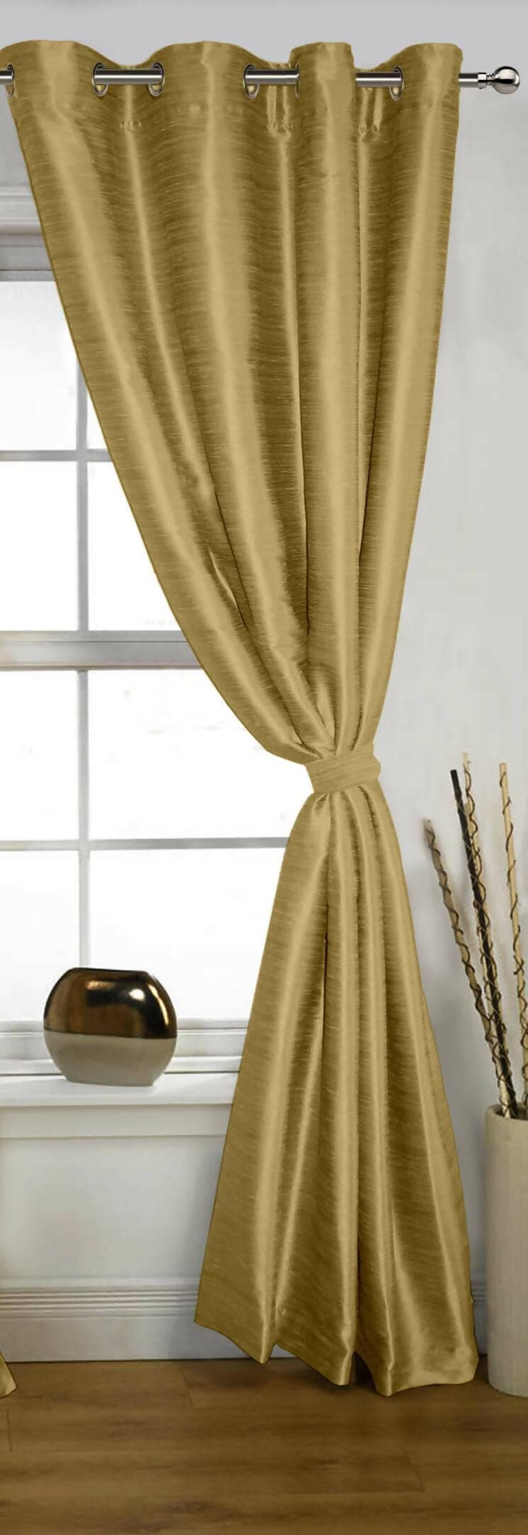 Lushomes Silk Curtain with Blackout Lining, Gold Curtain with Blackout Matching Lining, Door Curtains, Curtain for Living, Curtains & Drapes, urban space curtains (54 X 90 inches) - HalfPe