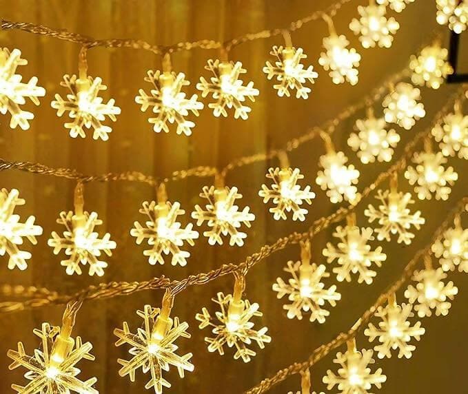 Snow Flake String Lights for Indoor Outdoor Decoration (14 lights) - HalfPe