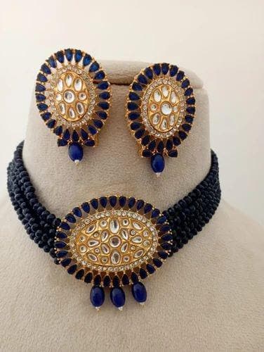 Chokar kundan necklace with earrings - halfpeapp