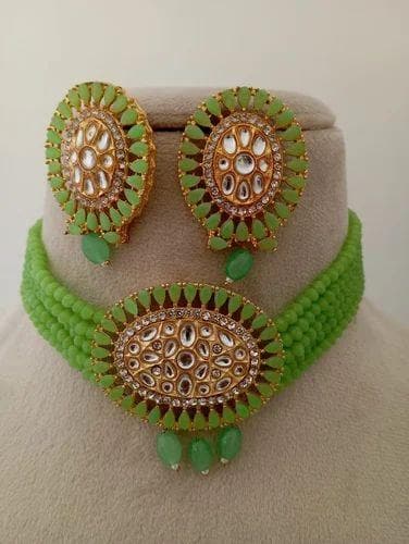 Chokar kundan necklace with earrings - halfpeapp