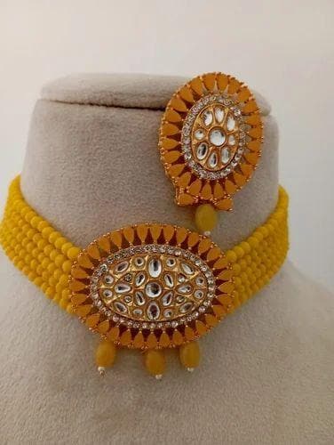 Chokar kundan necklace with earrings - halfpeapp