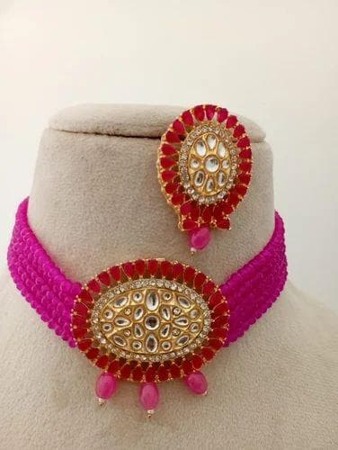 Chokar kundan necklace with earrings - halfpeapp