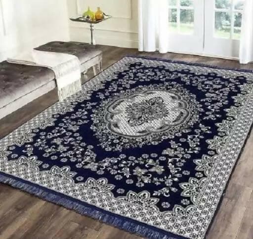 Trendy floral Printed Carpets for hall / living room (Black, 5x7 feet) - HalfPe