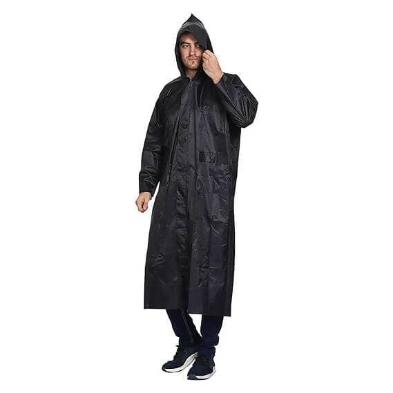 Long Rain Coat Black - HalfPe