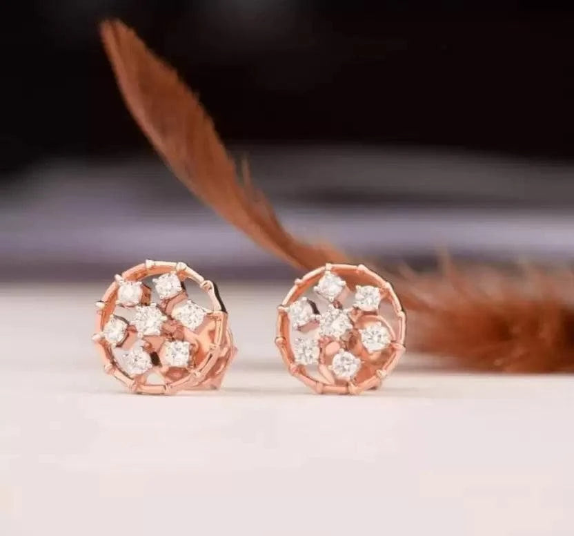 Classic american diamond rose gold earrings | MANATH - halfpeapp