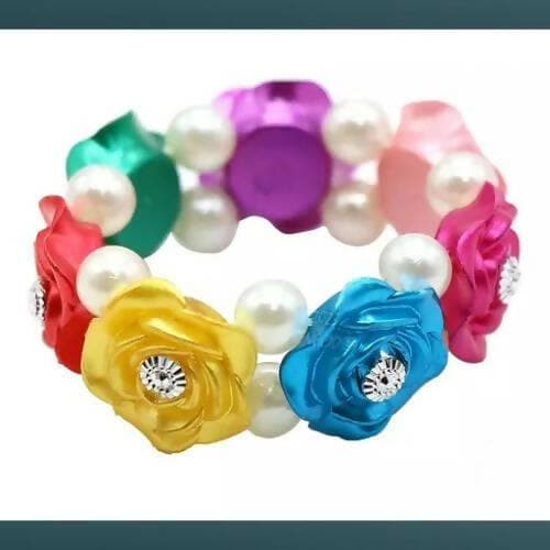 SENECIO Floral Rose Colorful Moti Beaded Handmade Bracelet (pack of 2) - HalfPe