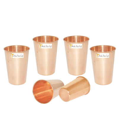 Copper glass ayurvedic drinkware tumbler (set of 6x400ml) | PRISHA INDIA CRAFT - halfpeapp