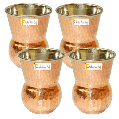 Copper muglai matka glass (capacity 270ml set of 6) | PRISHA INDIA CRAFT - halfpeapp