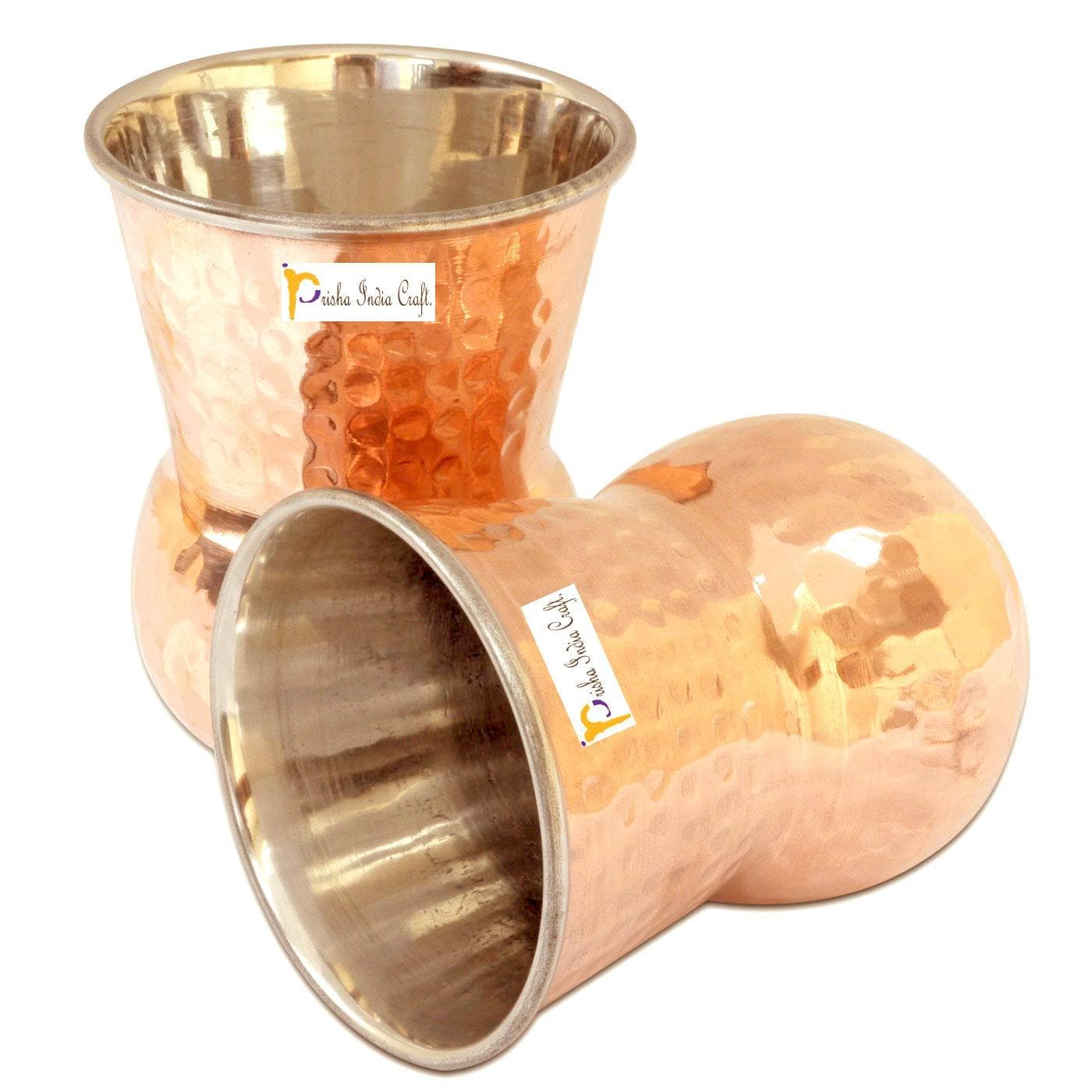 Copper muglai matka glass (capacity 270ml set of 6) | PRISHA INDIA CRAFT - halfpeapp