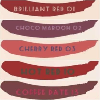 Cosmic collection combo 5x5ml (brilliant red, choco maroon, cherry red, hot red, coffee date) - halfpeapp