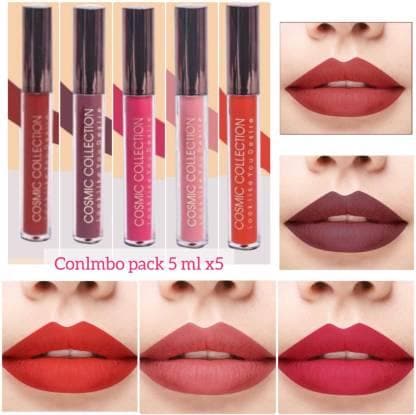 Cosmic collection combo 5x5ml (brilliant red, choco maroon, plum rose pink, nude pink, love to shine) - halfpeapp