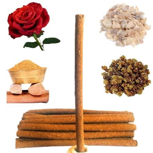 Cowdung ,rose ,chandan ,guggal ,loban dhoop sticks for puja (pack of 200 sticks) - halfpeapp