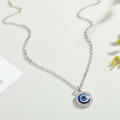 Pinapes Silver-Plated Evil Eye Sea Green Pendant Necklace for Women’s & Girls - HalfPe