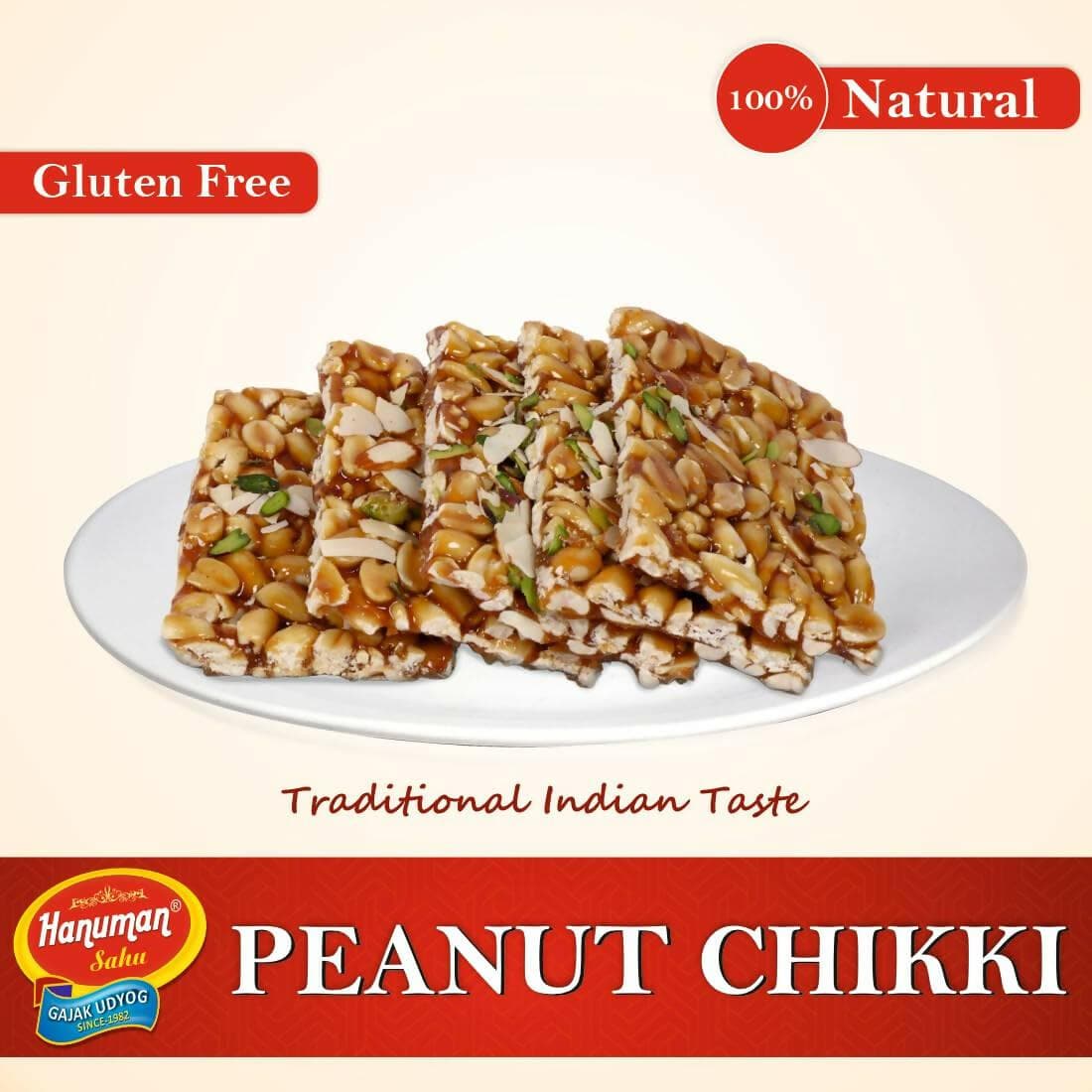 HANUMAN SAHU GAJAK UDYOG Pista Peanut Chikki (500gm) - HalfPe