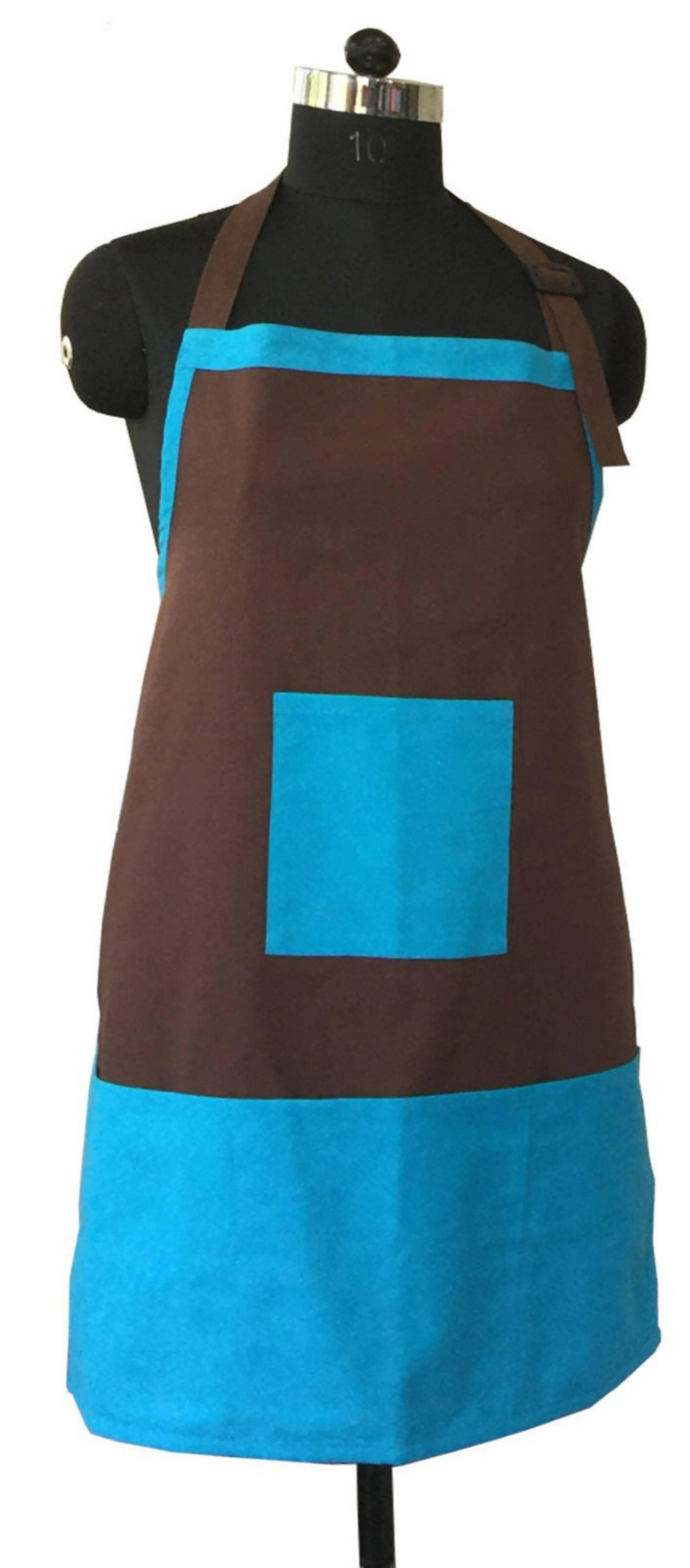 Lushomes apron for women, apron for kitchen, kitchen apron for women, Cotton, Brown & Blue, Kitchen Apron, Plain cooking aprons for women (Size: 60X80 Cm - HalfPe