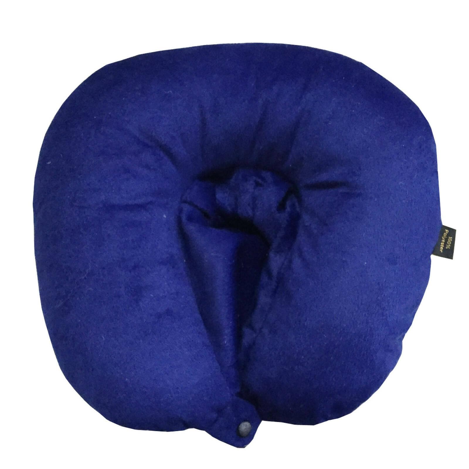 Lushomes neck pillow with hoodie, Blue Travel Pillow with a Hoodie for Exceptional Comfort, neck pillow for travel, For Flights, for Train, for neck pain sleeping (14 x 14 inches, Singe pc) - HalfPe